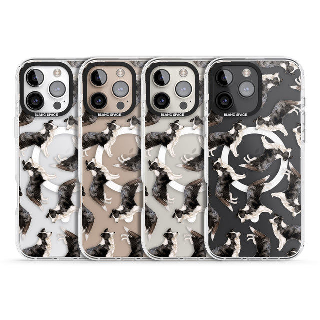 iPhone 16 Pro Max Border Collie Watercolour Dog Pattern Black Impact Phone Case