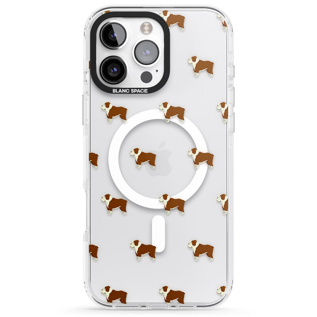 iPhone 16 Pro Max English Bulldog Dog Pattern Clear Black Impact Phone Case