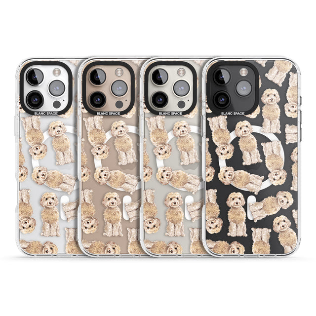 iPhone 16 Pro Max Cockapoo (Champagne) Watercolour Dog Pattern Black Impact Phone Case