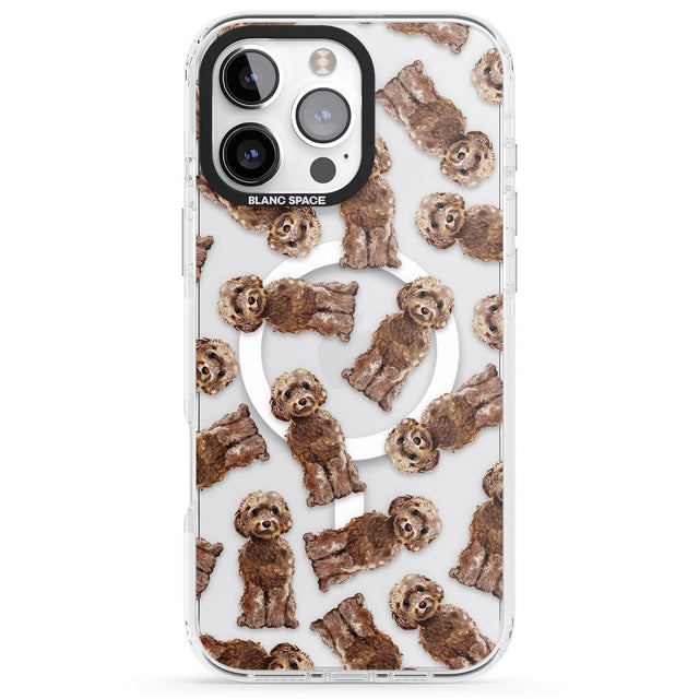 iPhone 16 Pro Max Cockapoo (Brown) Watercolour Dog Pattern Black Impact Phone Case