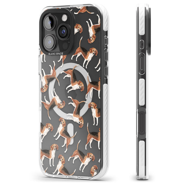 iPhone 16 Pro Max Beagle Watercolour Dog Pattern Black Impact Phone Case