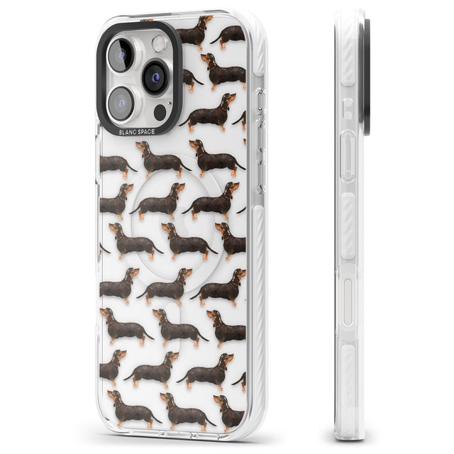 iPhone 16 Pro Max Dachshund (Black & Tan) Watercolour Dog Pattern Black Impact Phone Case