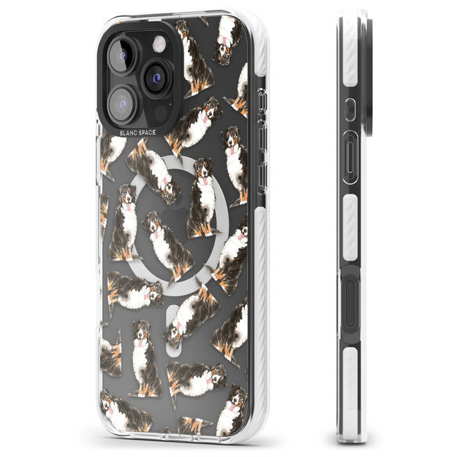 iPhone 16 Pro Max Bernese Mountain Dog Watercolour Dog Pattern Black Impact Phone Case