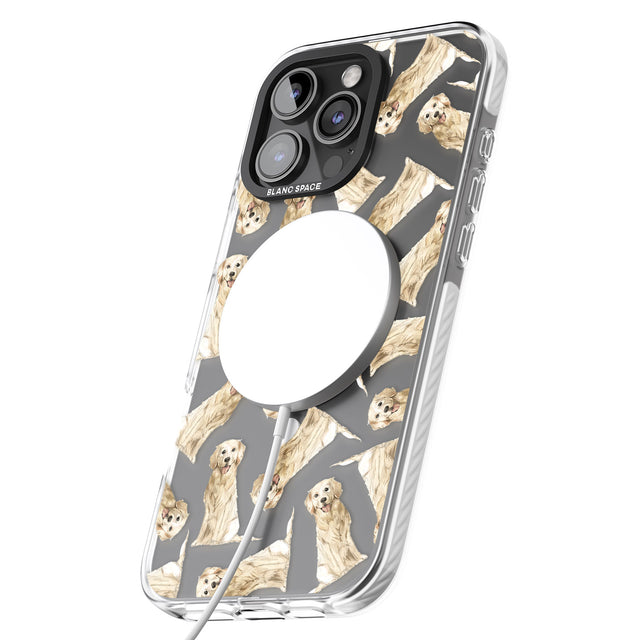 iPhone 16 Pro Max Golden Retriever Watercolour Dog Pattern Black Impact Phone Case