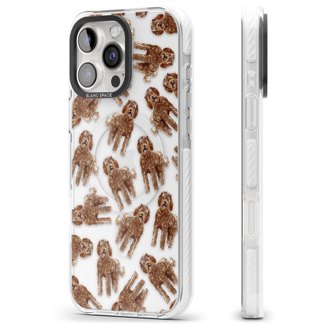 iPhone 16 Pro Max Labradoodle (Brown) Watercolour Dog Pattern Black Impact Phone Case