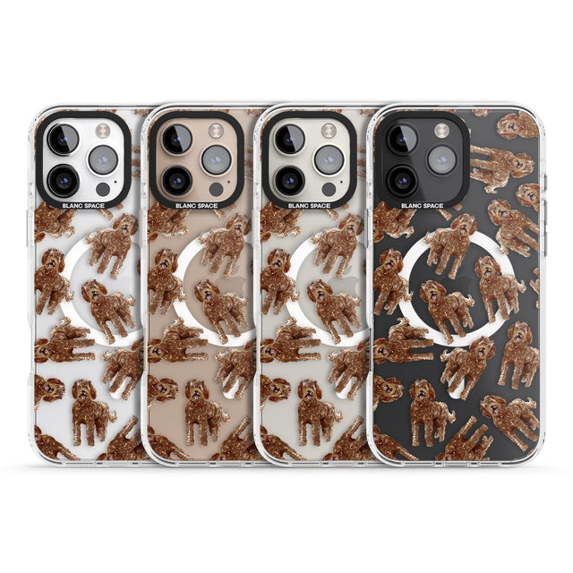 iPhone 16 Pro Max Labradoodle (Brown) Watercolour Dog Pattern Black Impact Phone Case