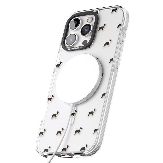 iPhone 16 Pro Max Boston Terrier Dog Pattern Clear Black Impact Phone Case