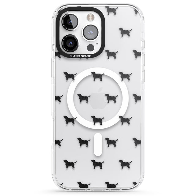 iPhone 16 Pro Max Black Labrador Dog Pattern Clear Black Impact Phone Case