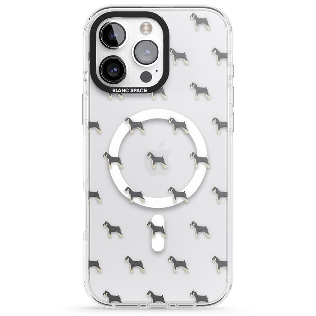 iPhone 16 Pro Max Schnauzer Dog Pattern Clear Black Impact Phone Case