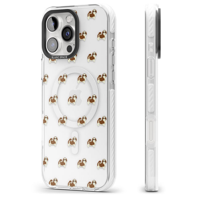 iPhone 16 Pro Max Shih Tzu Dog Pattern Clear Black Impact Phone Case