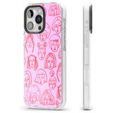 iPhone 16 Pro Max Girl Portrait Doodles in Pink & Red Black Impact Phone Case