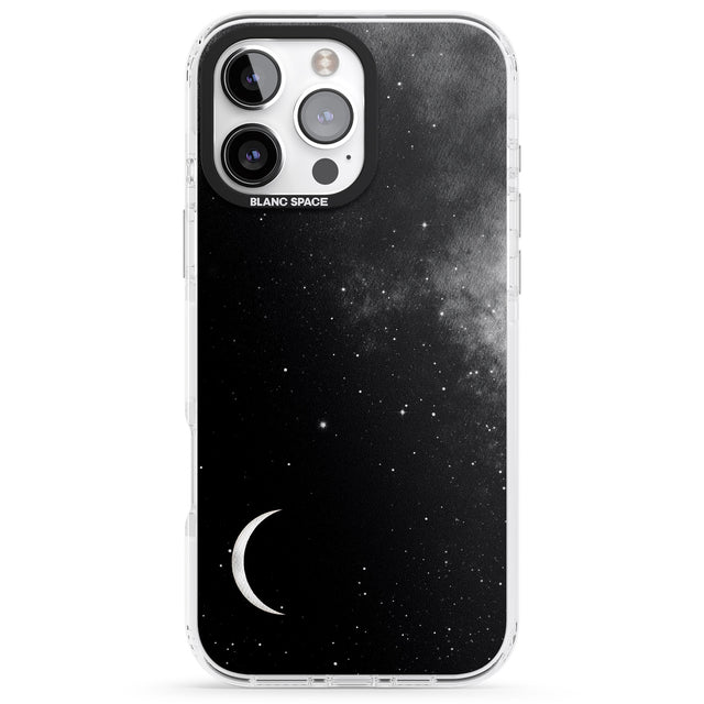 iPhone 16 Pro Max Night Sky Galaxies: Crescent Moon Black Impact Phone Case