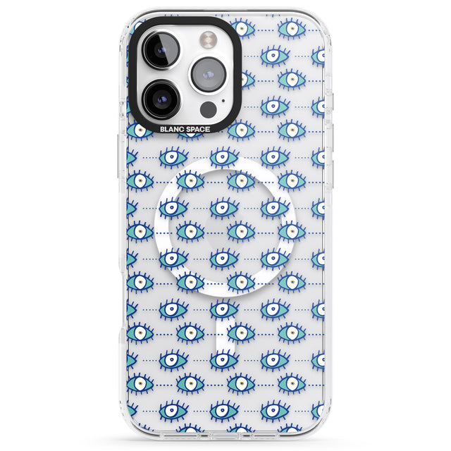 iPhone 16 Pro Max Crazy Eyes (Clear) Psychedelic Eyes Pattern Black Impact Phone Case