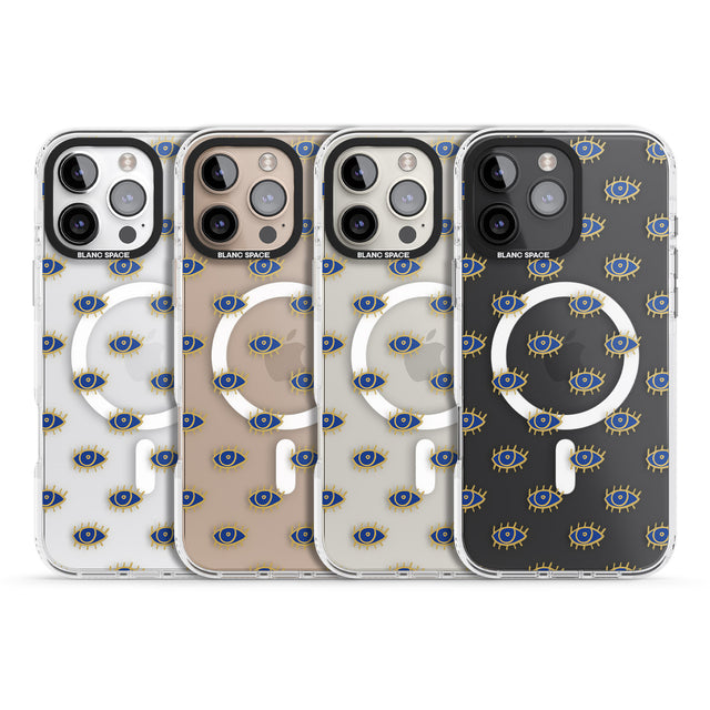 iPhone 16 Pro Max Gold Eyes (Clear) Psychedelic Eyes Pattern Black Impact Phone Case