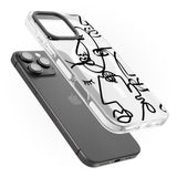 iPhone 16 Pro Max Abstract Continuous Line Faces Black on Clear Black Impact Phone Case