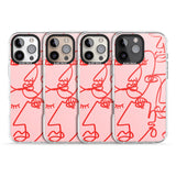 iPhone 16 Pro Max Abstract Continuous Line Faces Red on Pink Black Impact Phone Case