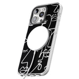 iPhone 16 Pro Max Abstract Continuous Line Faces Clear on Black Black Impact Phone Case