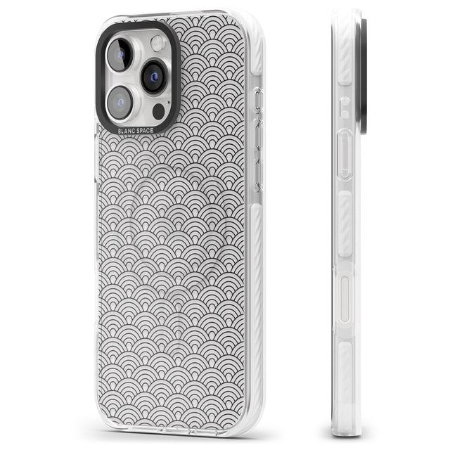 iPhone 16 Pro Max Abstract Lines: Scalloped Pattern Black Impact Phone Case