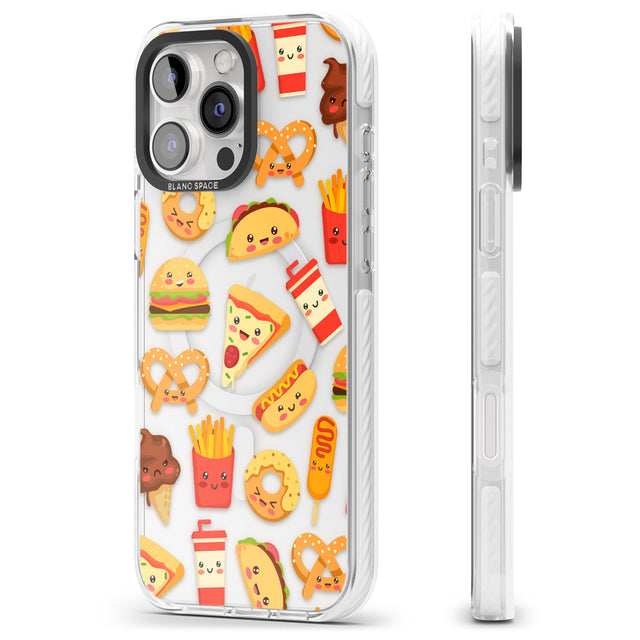 iPhone 16 Pro Max Fast Food Patterns Kawaii Fast Food Mix Black Impact Phone Case