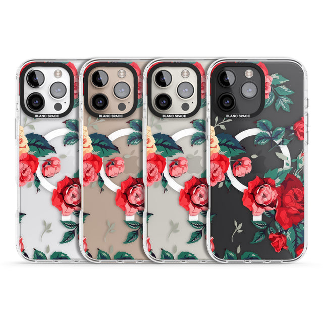 iPhone 16 Pro Max Rose Pattern Black Impact Phone Case