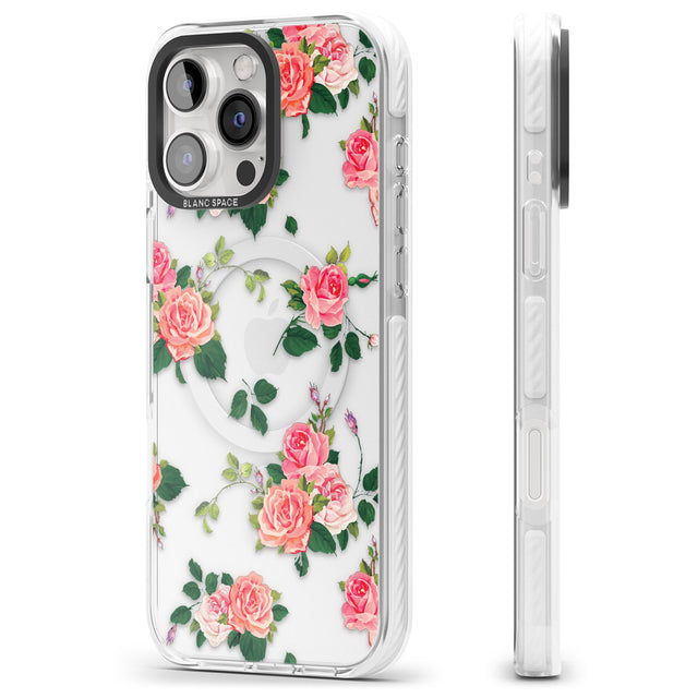 iPhone 16 Pro Max Pink Roses Black Impact Phone Case