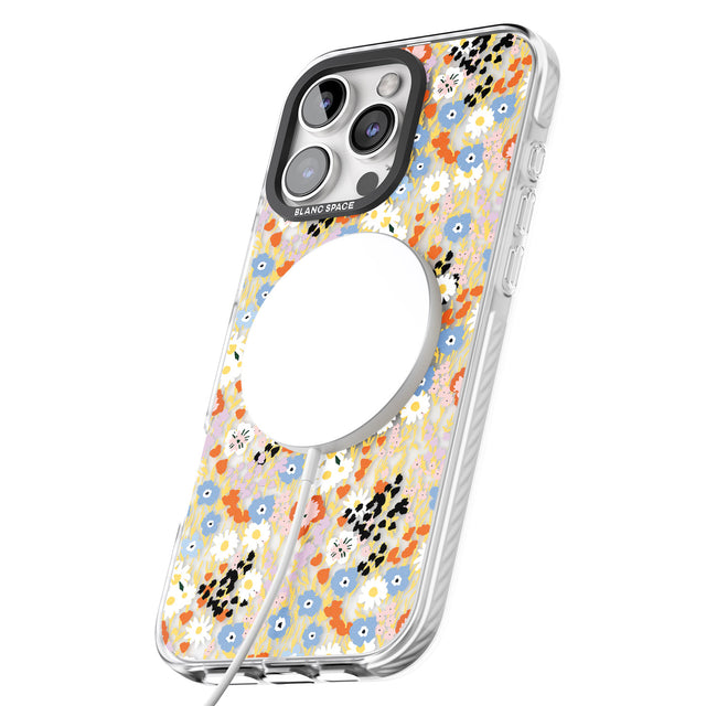 iPhone 16 Pro Max Busy Floral Mix: Transparent Black Impact Phone Case