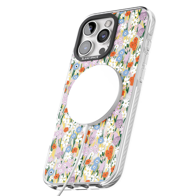 iPhone 16 Pro Max Energetic Floral Mix: Transparent Black Impact Phone Case