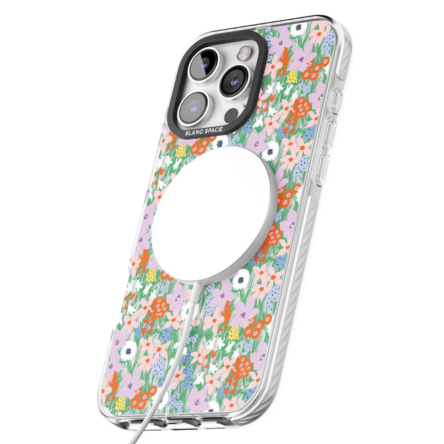 iPhone 16 Pro Max Jazzy Floral Mix: Transparent Black Impact Phone Case