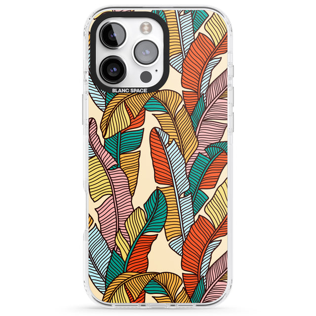 iPhone 16 Pro Max Pastel Palm Leaves Black Impact Phone Case