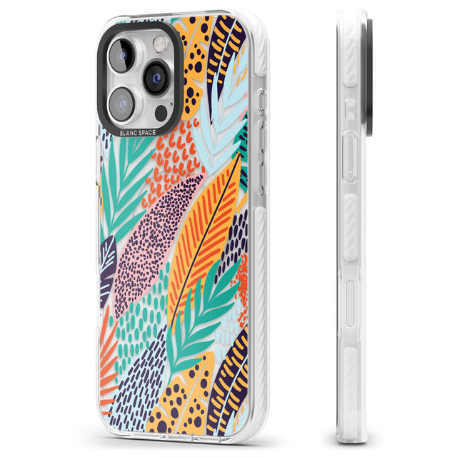 iPhone 16 Pro Max Colourful Leaves Mixture Black Impact Phone Case