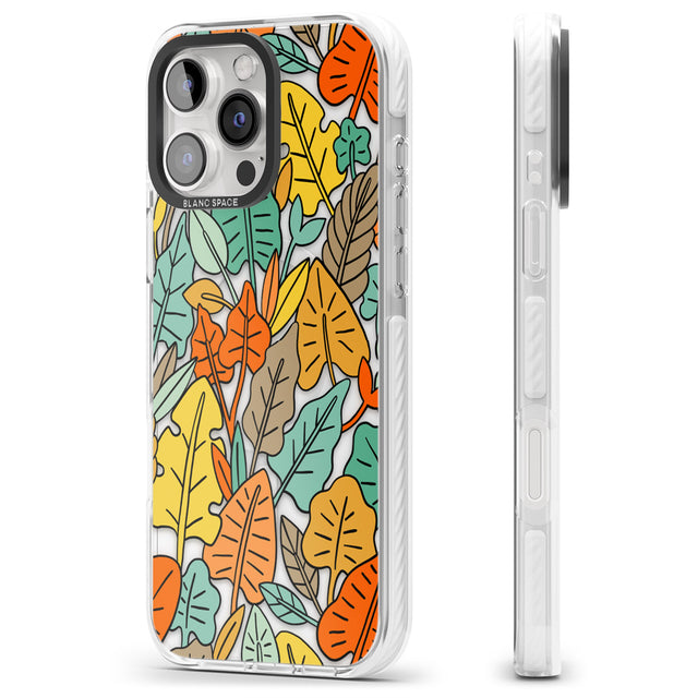 iPhone 16 Pro Max Pastel Toned Autumn Leaves Black Impact Phone Case