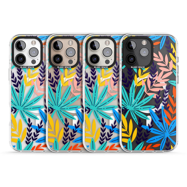 iPhone 16 Pro Max Tropical Palm Leaves Black Impact Phone Case