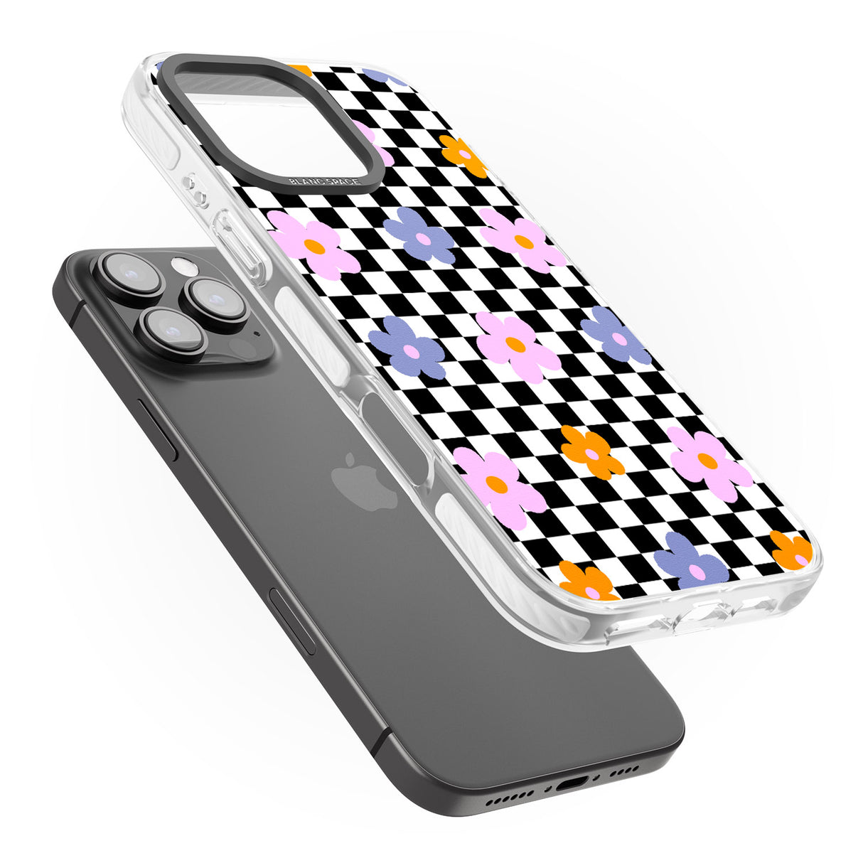 iPhone 16 Pro Max Checkered Blossom Black Impact Phone Case