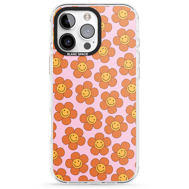 iPhone 16 Pro Max Floral Smiles Black Impact Phone Case