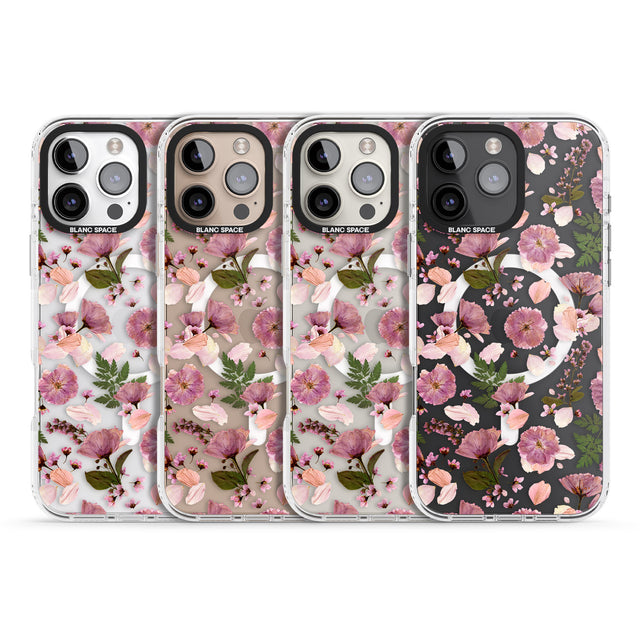 iPhone 16 Pro Max Floral Menagerie Transparent Design Black Impact Phone Case