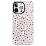 iPhone 16 Pro Max Small Pink Blossoms Transparent Design Black Impact Phone Case