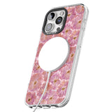 iPhone 16 Pro Max Large Pink Flowers Transparent Design Black Impact Phone Case