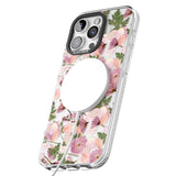 iPhone 16 Pro Max Leafy Floral Pattern Transparent Design Black Impact Phone Case