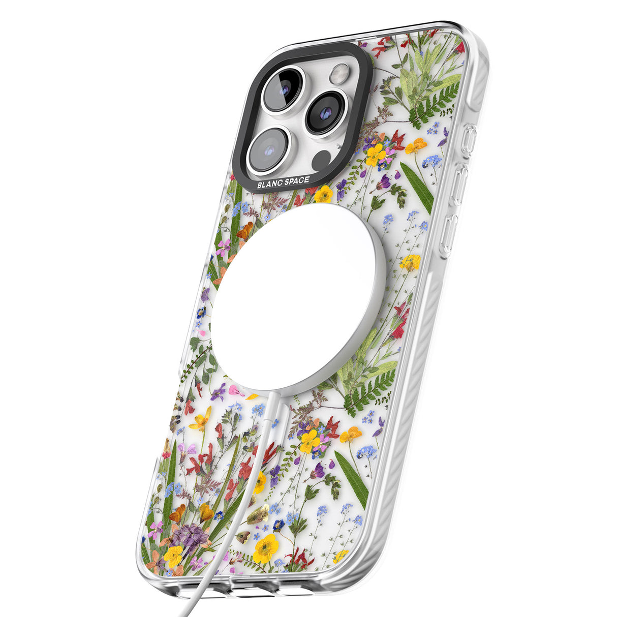 iPhone 16 Pro Max Wildflower & Leaves Black Impact Phone Case