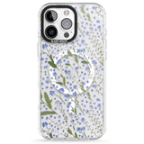 iPhone 16 Pro Max Blue Wild Flower Design Black Impact Phone Case