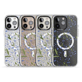 iPhone 16 Pro Max Blue Wild Flower Design Black Impact Phone Case