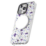 iPhone 16 Pro Max Violet & Blue Floral Pattern Design Black Impact Phone Case