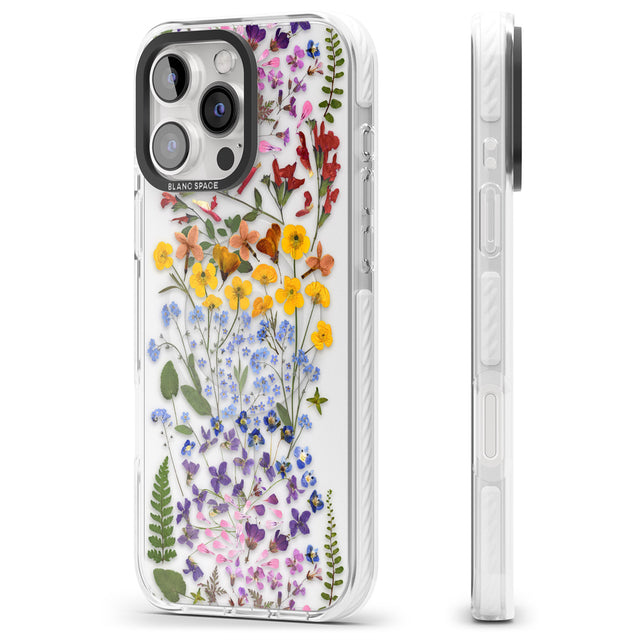 iPhone 16 Pro Max Wild Flower Stripe Design Black Impact Phone Case