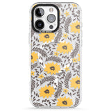 iPhone 16 Pro Max Yellow Blossoms Transparent Floral Black Impact Phone Case