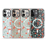 iPhone 16 Pro Max Red Berries Transparent Floral Black Impact Phone Case