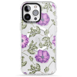 iPhone 16 Pro Max Purple Blossoms Transparent Floral Black Impact Phone Case