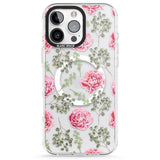 iPhone 16 Pro Max Roses & Eucalyptus Transparent Floral Black Impact Phone Case