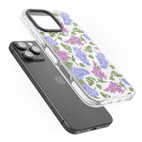 iPhone 16 Pro Max Purple Blossoms Transparent Floral Black Impact Phone Case