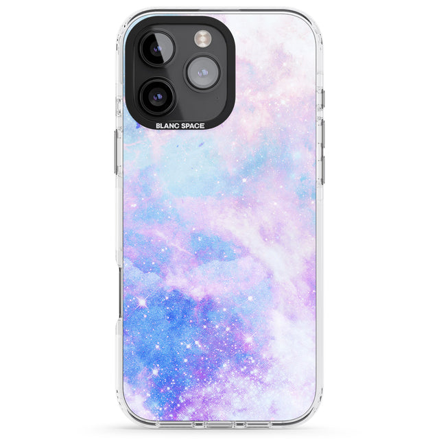 iPhone 16 Pro Max Light Blue Galaxy Pattern Design Black Impact Phone Case