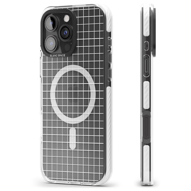 iPhone 16 Pro Max Simplistic Small Grid Designs White (Transparent) Black Impact Phone Case